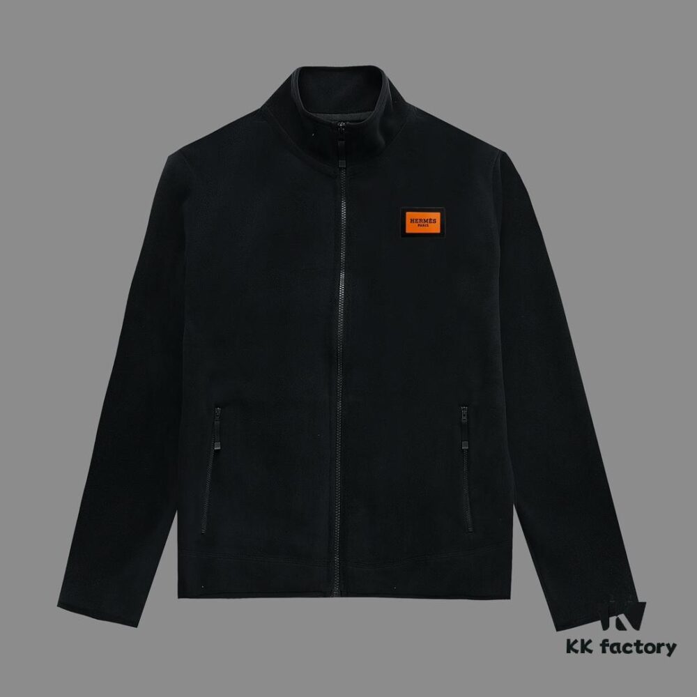 Hermès (Complete Three Labels) 2024 Fall/Winter Men's Cardigan Crewneck Jacket, Imported Double-Sided Fleece Fabric