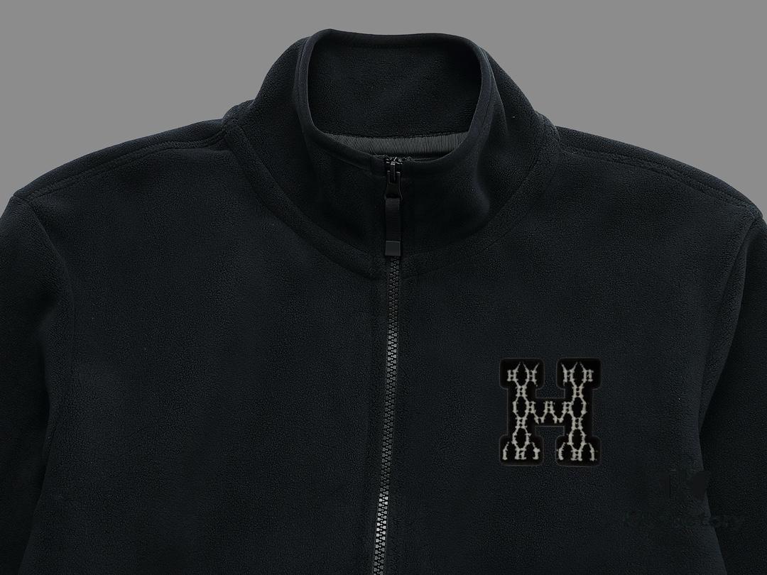 Hermes (Complete Three Labels) 2024 Autumn-Winter Men's Cardigan Turtleneck Jacket Premium Imported Double-Sided Fleece from Germany