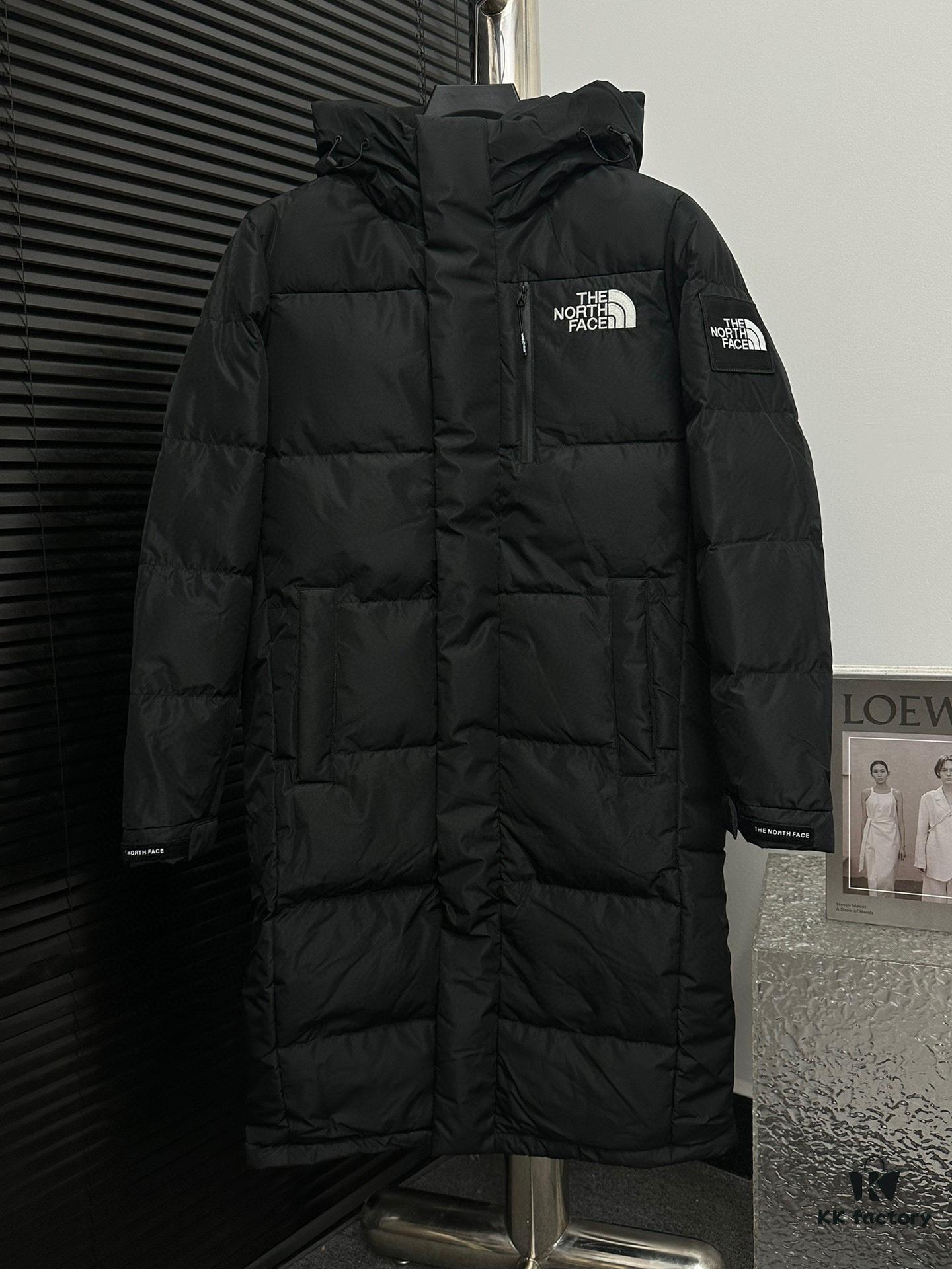 THE NORTH FACE NEVER STOP EXPLORING Series Long-Length Down Jacket - Unisex Workwear Style with Hood, Waterproof and Windproof Fabric, 800 Fill Power White Goose Down