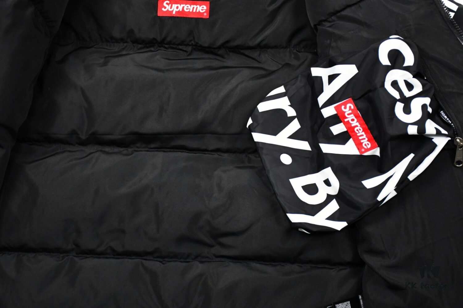 Supreme x The North Face TNF 15FW By Any Means Collaborative Down Jacket (Full Alignment Lettering) with Hidden Hood