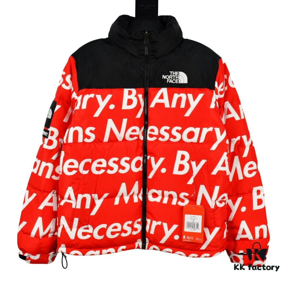 Supreme x The North Face TNF 15FW By Any Means Collaboration Down Jacket (Full Alignment Letters) with Hidden Hood
