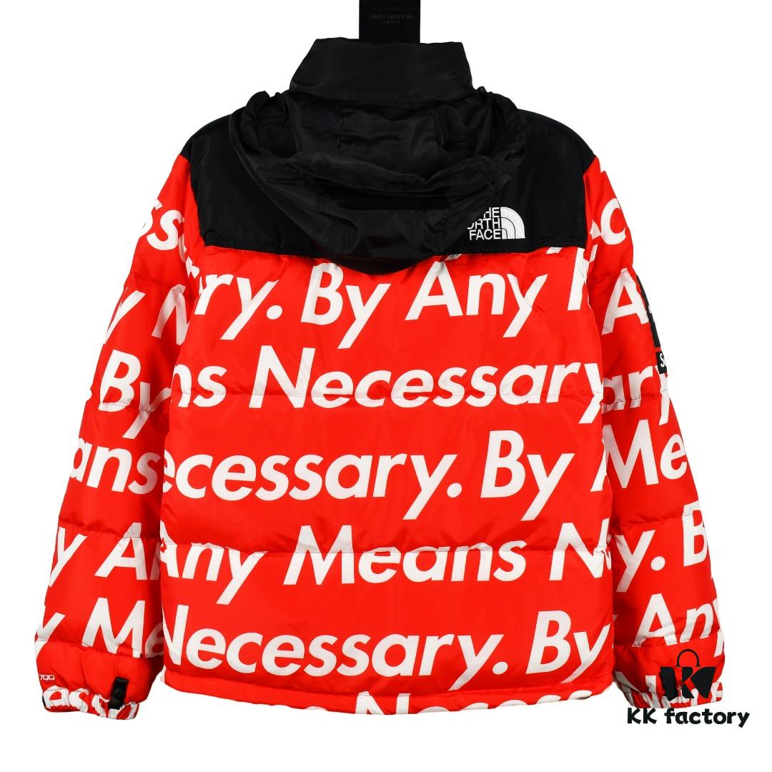 Supreme x The North Face TNF 15FW By Any Means Collaboration Down Jacket (Full Alignment Letters) with Hidden Hood