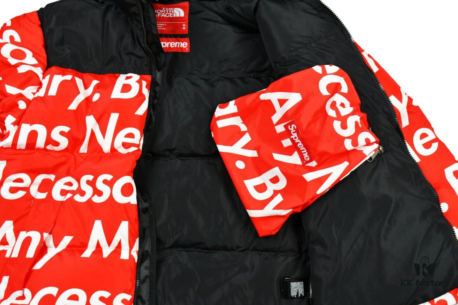 Supreme x The North Face TNF 15FW By Any Means Collaboration Down Jacket (Full Alignment Letters) with Hidden Hood