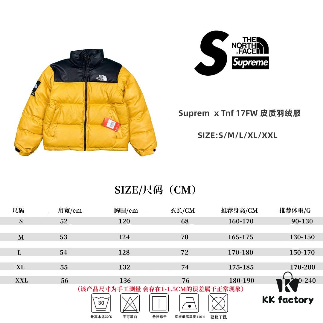 Supreme x The North Face 17FW Leather Nuptse Jacket - Premium Down Puffer with Genuine Leather