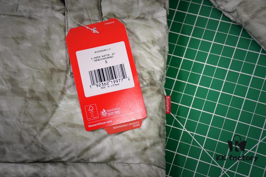 Supreme FW19 The North Face Paper Print Nuptse Jacket - Exclusive Quality Replica