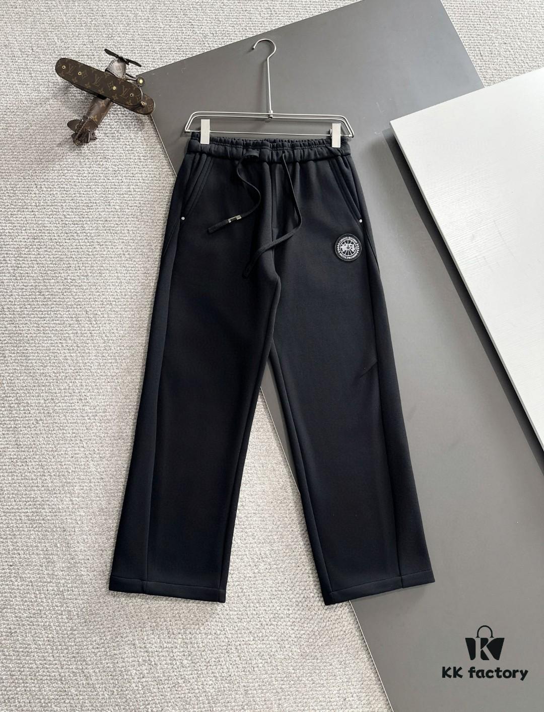 Canada Goose 2025 Early Spring New Elastic Waist Casual Pants, Fleece-Lined and Thickened for Warmth