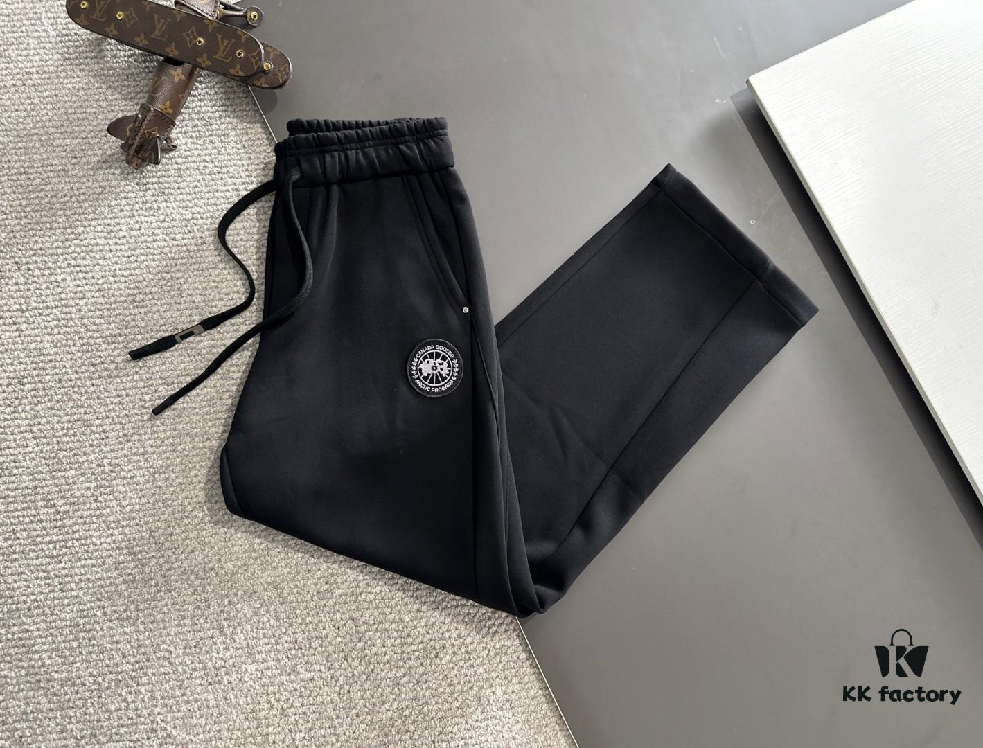 Canada Goose 2025 Early Spring New Elastic Waist Casual Pants, Fleece-Lined and Thickened for Warmth