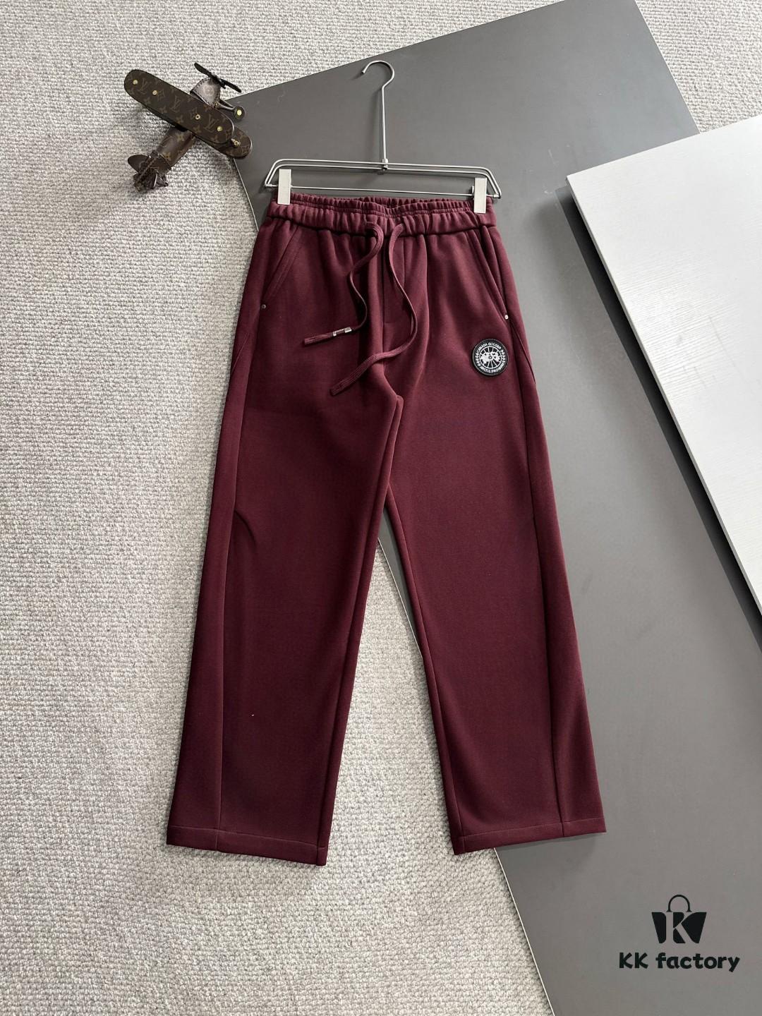 Canada Goose 2025 Early Spring New Elastic Waist Casual Pants, Fleece-Lined and Thickened for Warmth