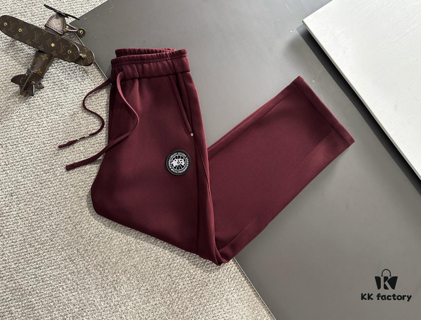 Canada Goose 2025 Early Spring New Elastic Waist Casual Pants, Fleece-Lined and Thickened for Warmth