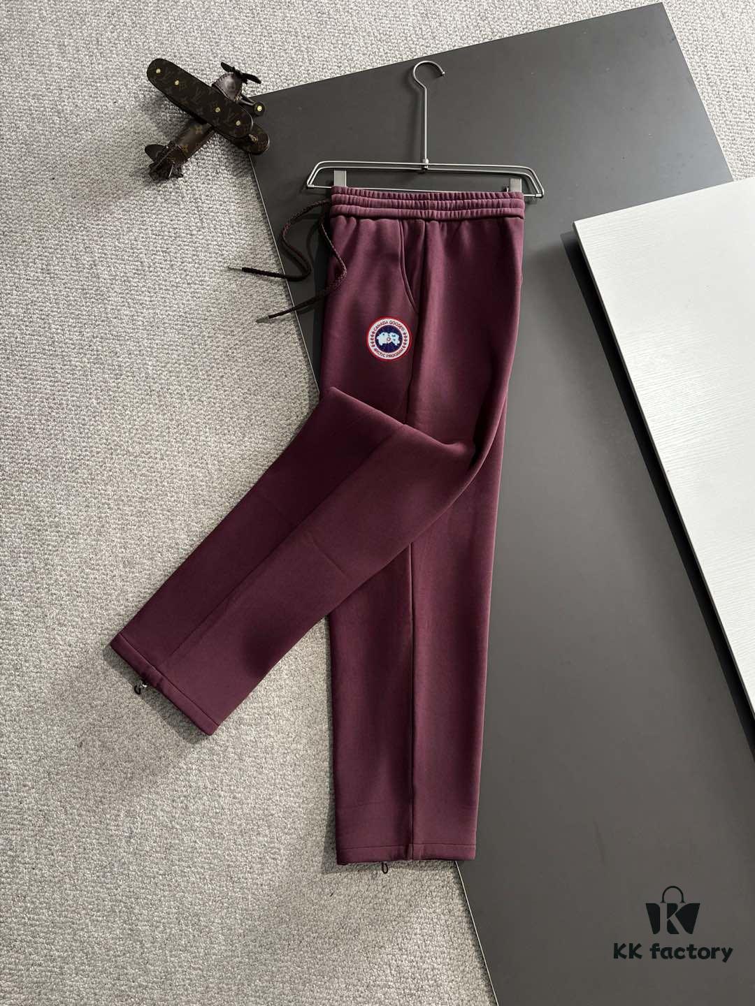 Large Goose 2024 Autumn/Winter New Casual Elastic Waist Pants, Fleece-Lined and Thickened, Premium Custom Fabric, Breathable and Comfortable, Exquisite Details, Brand-Inspired Design, High-Quality Craftsmanship, Soft and Smooth Touch