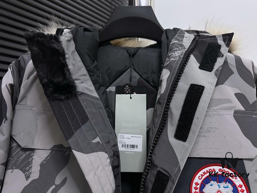 Canada Goose Expedition Parka 08 Men's and Women's Unisex Mid-Length Winter Coat - Top Counterfeit Version with Black Color (Wolf Fur Optional)