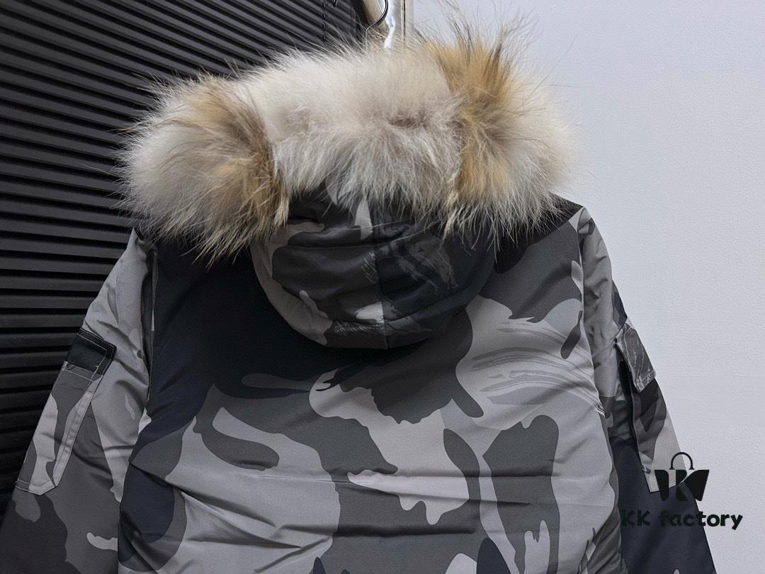 Canada Goose Expedition Parka 08 Men's and Women's Unisex Mid-Length Winter Coat - Top Counterfeit Version with Black Color (Wolf Fur Optional)