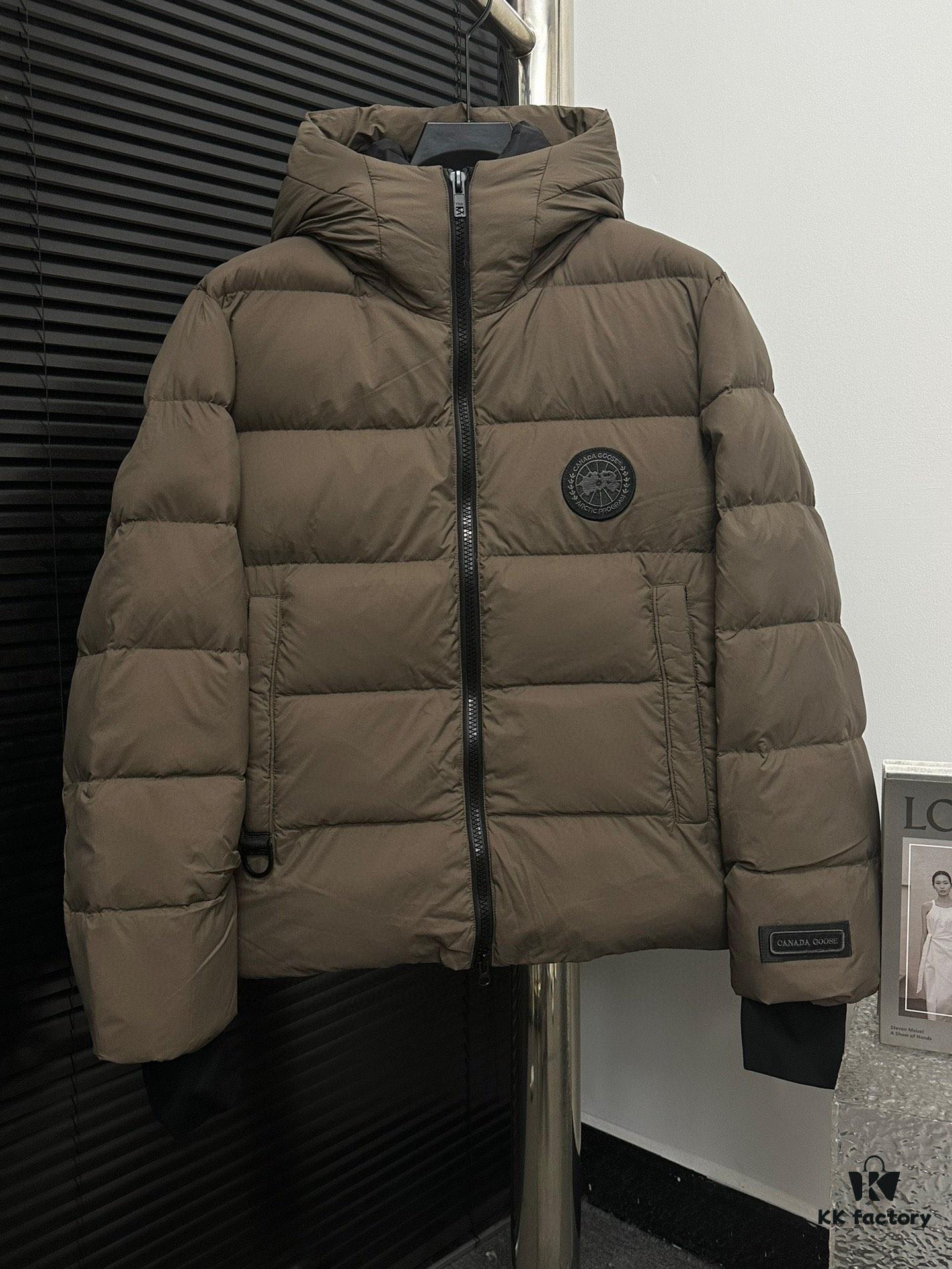 CANADA GOOSE Inspired Hooded Down Jacket, Couples Style, Popular Fashion Design with 90% White Goose Down, Black Lightweight Puff Version