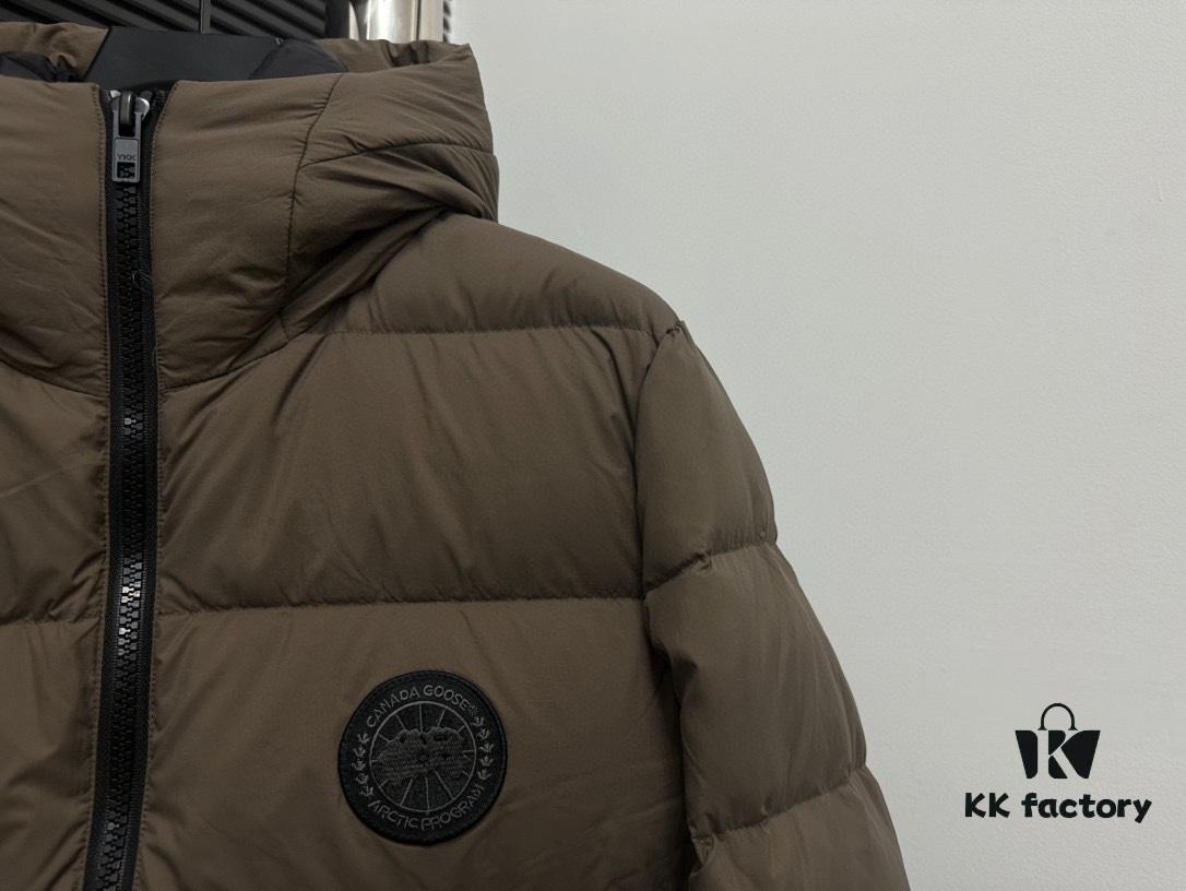 CANADA GOOSE Inspired Hooded Down Jacket, Couples Style, Popular Fashion Design with 90% White Goose Down, Black Lightweight Puff Version