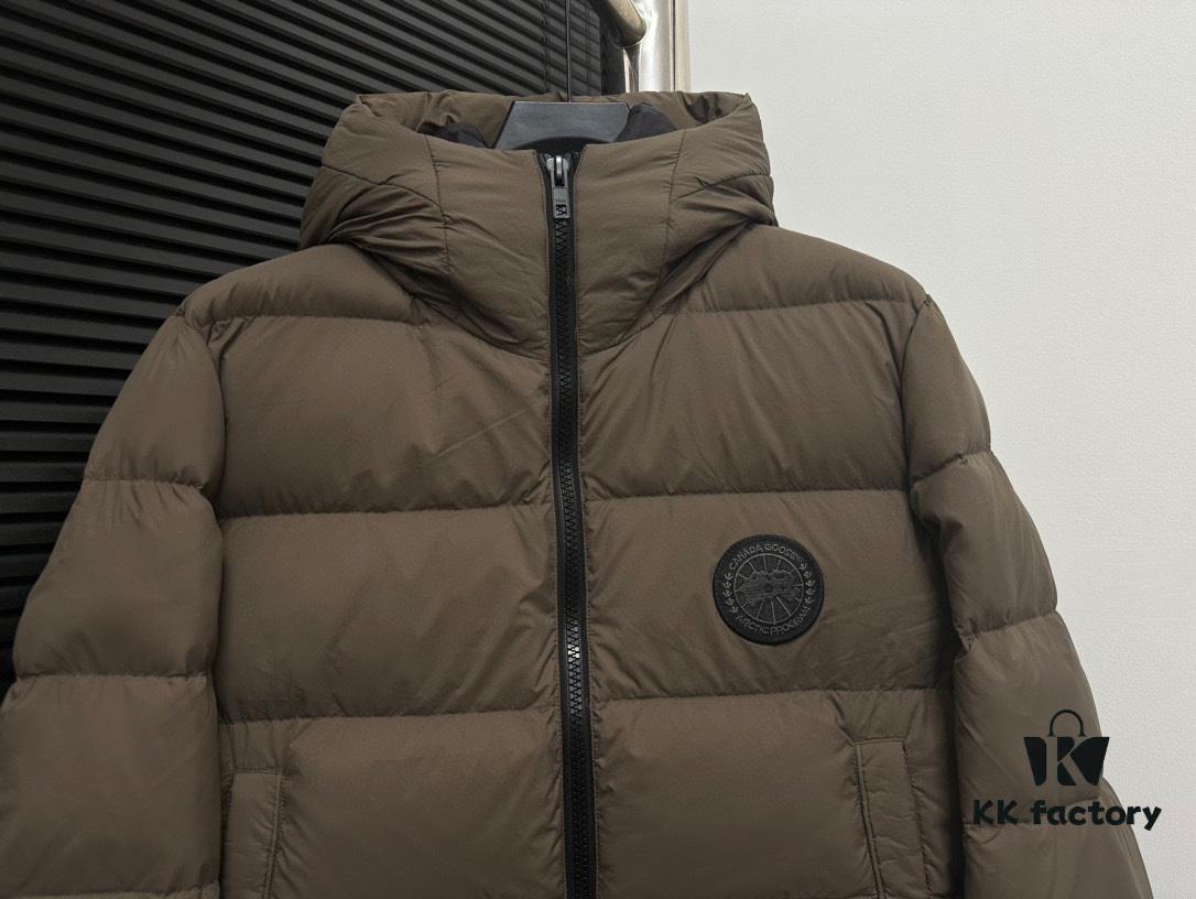 CANADA GOOSE Inspired Hooded Down Jacket, Couples Style, Popular Fashion Design with 90% White Goose Down, Black Lightweight Puff Version