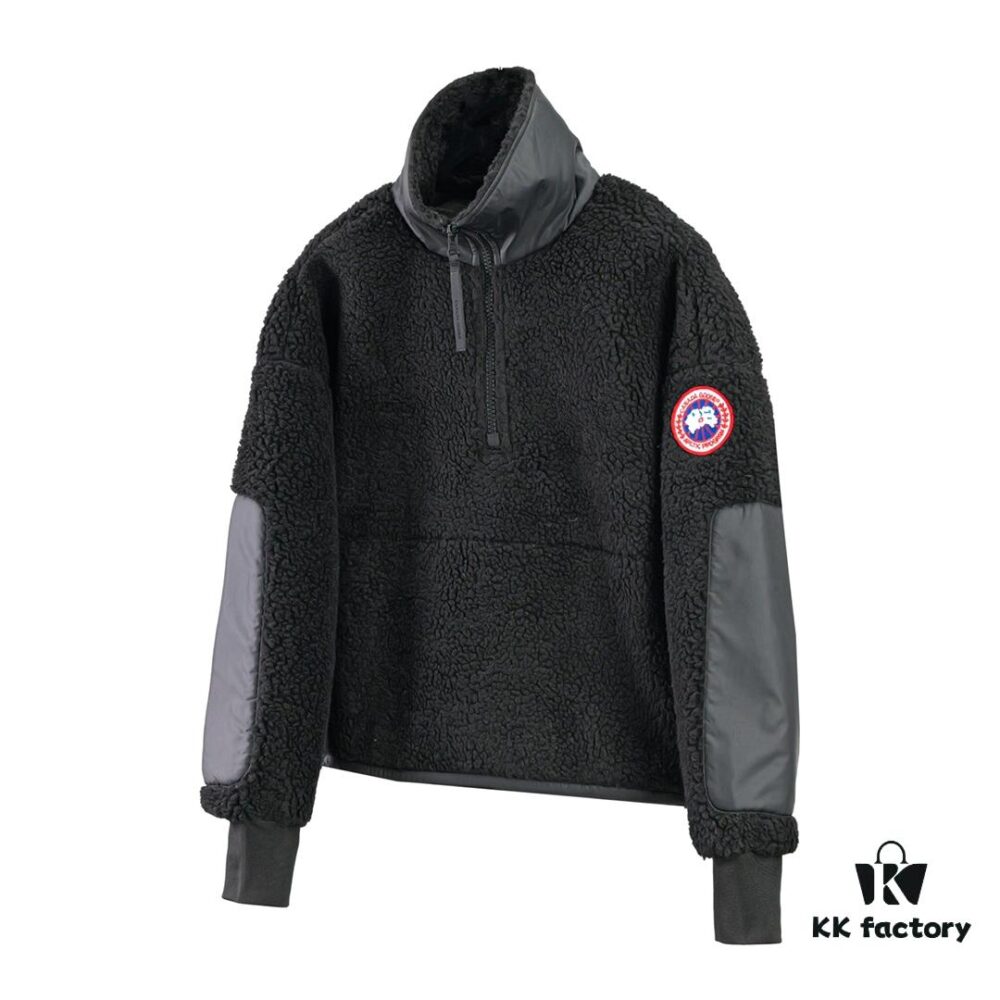 Canada Goose Simcoe Fleece Zip-Up Jacket in Apricot and Black