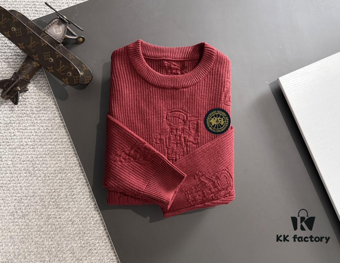 Canada Goose 2024 Autumn-Winter New Crew Neck Sweater, Official Website Latest Release, Premium Wool Blend Knitwear with Embroidered Logo, Elegant Tailoring for Ultimate Style