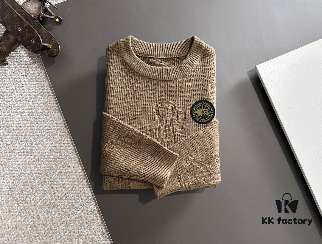 Canada Goose 2024 Official Autumn/Winter New Crew Neck Sweater, Hot Selling Fashion Knitwear with Embroidered Logo, Premium Wool Blend Fabric, Direct-Skin Comfortable, M-3XL