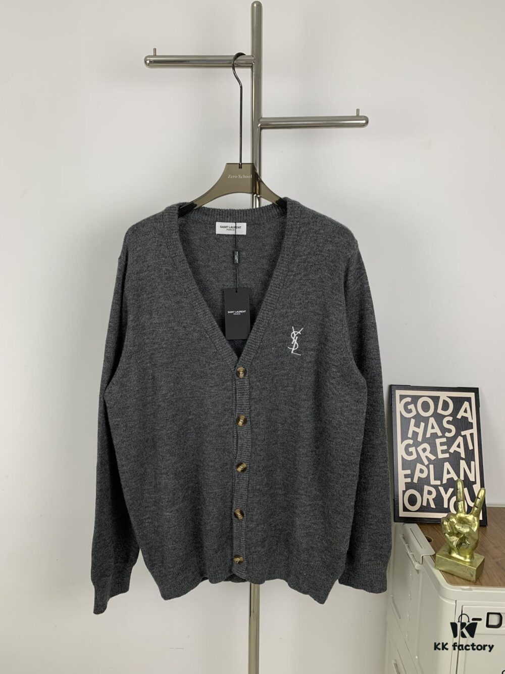 New YSL Saint Laurent 24SS V-Neck Long-Sleeve Knit Shirt Unisex