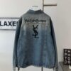 New Saint Laurent YSL Star Sequin Embroidery Distressed Rhinestone Denim Jacket for Men and Women