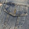 New Saint Laurent YSL Star Sequin Embroidery Distressed Rhinestone Denim Jacket for Men and Women