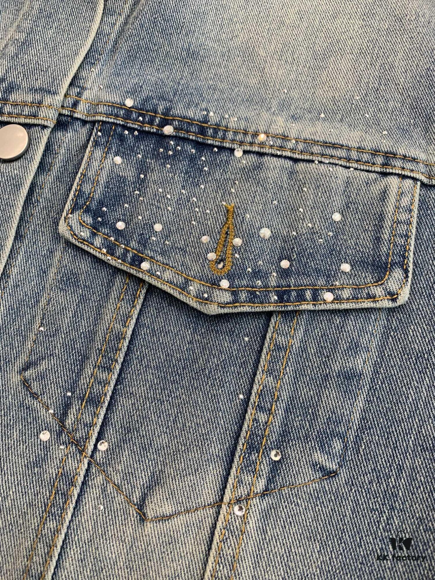New Saint Laurent YSL Star Sequin Embroidery Distressed Rhinestone Denim Jacket for Men and Women