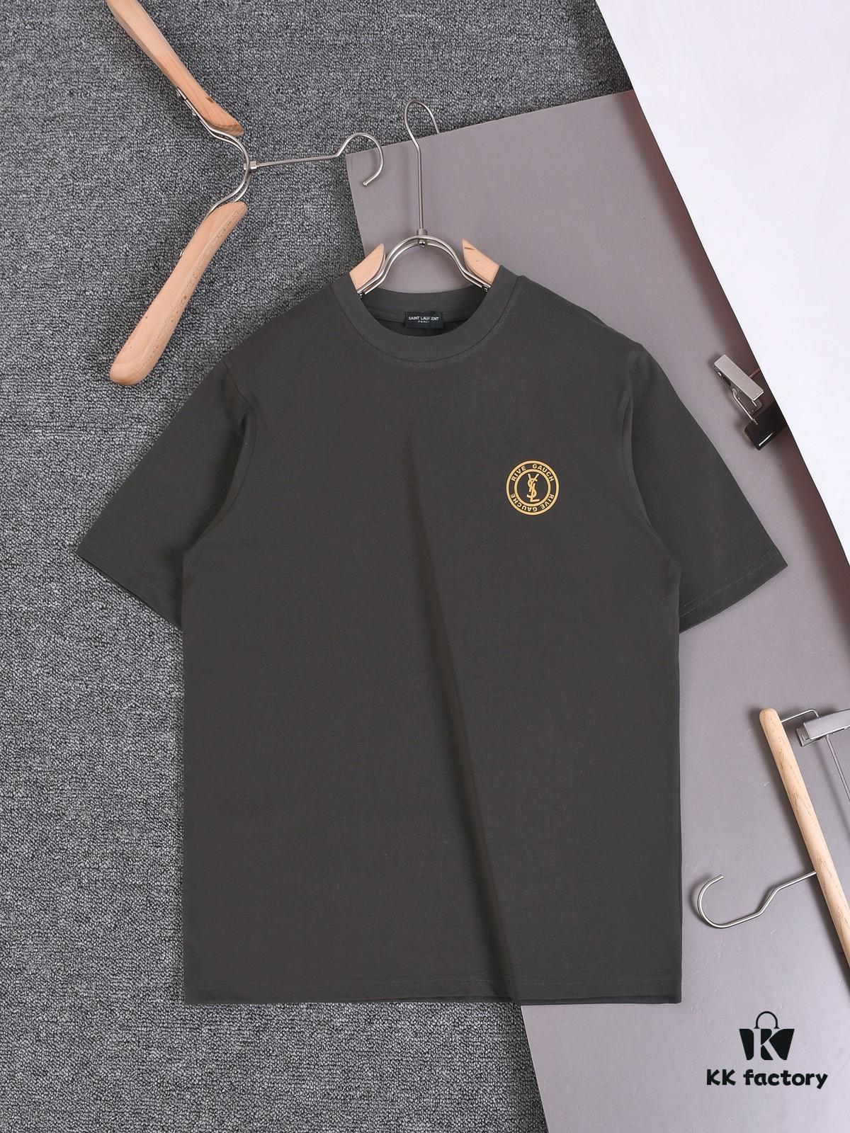 New Arrival 25S Saint Laurent Embossed Logo T-Shirt, Premium Garment-Washed Cotton, Unisex Relaxed Fit