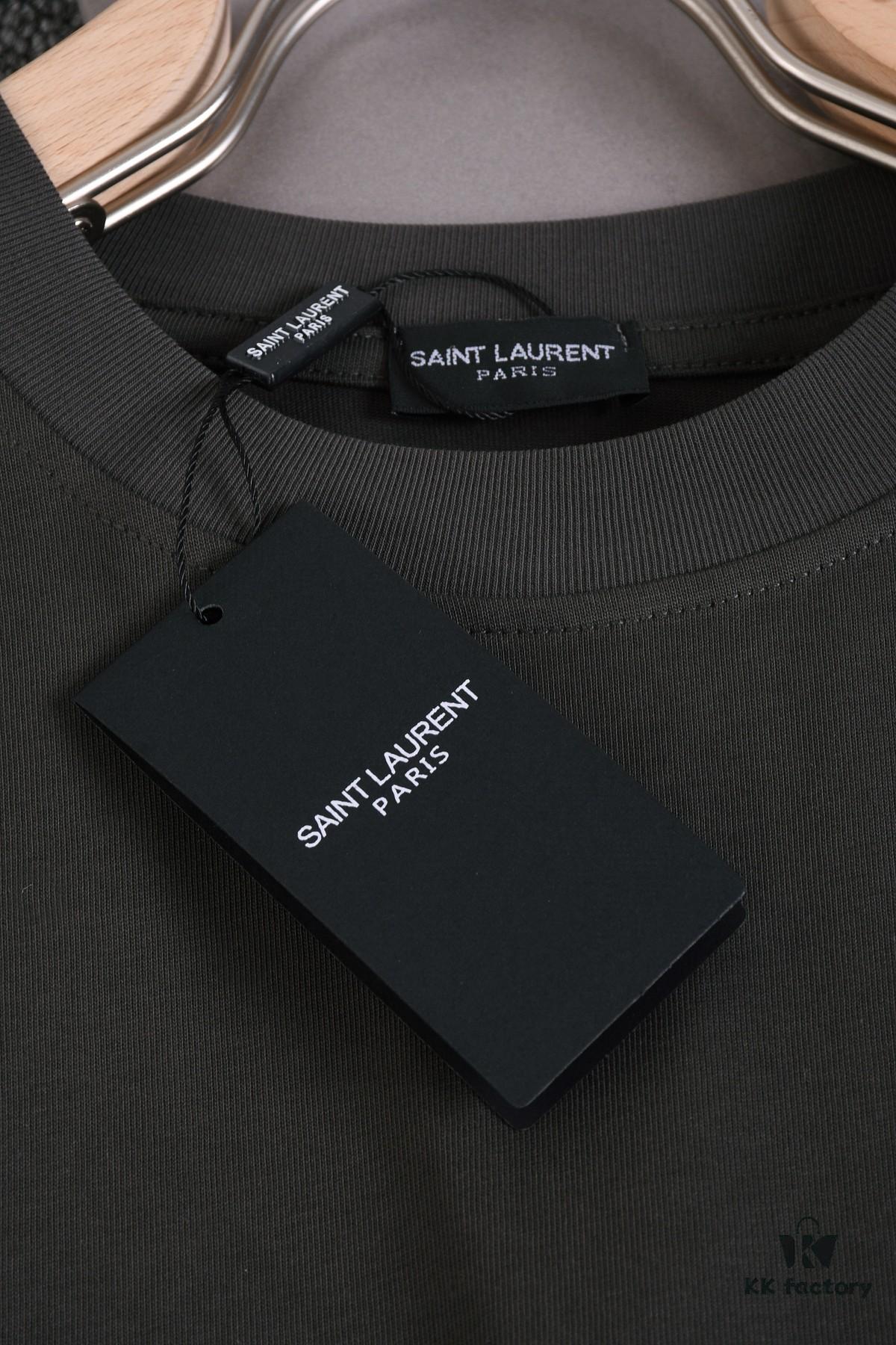 New Arrival 25S Saint Laurent Embossed Logo T-Shirt, Premium Garment-Washed Cotton, Unisex Relaxed Fit