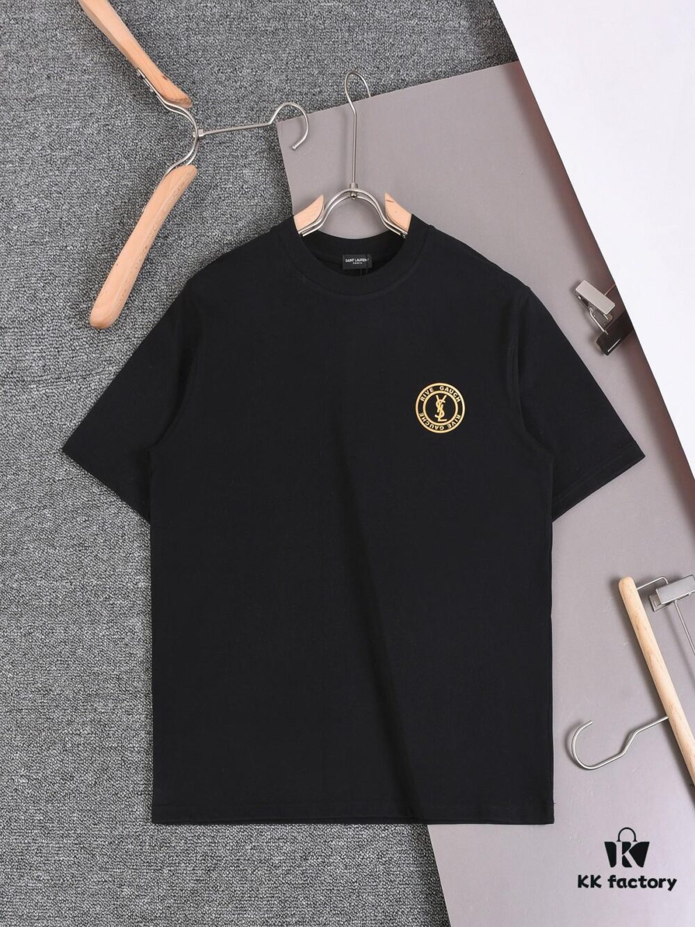 New Arrival 25S Saint Laurent Embossed Logo T-Shirt, Premium Garment-Washed Cotton, Unisex Loose Fit, Soft and Comfortable