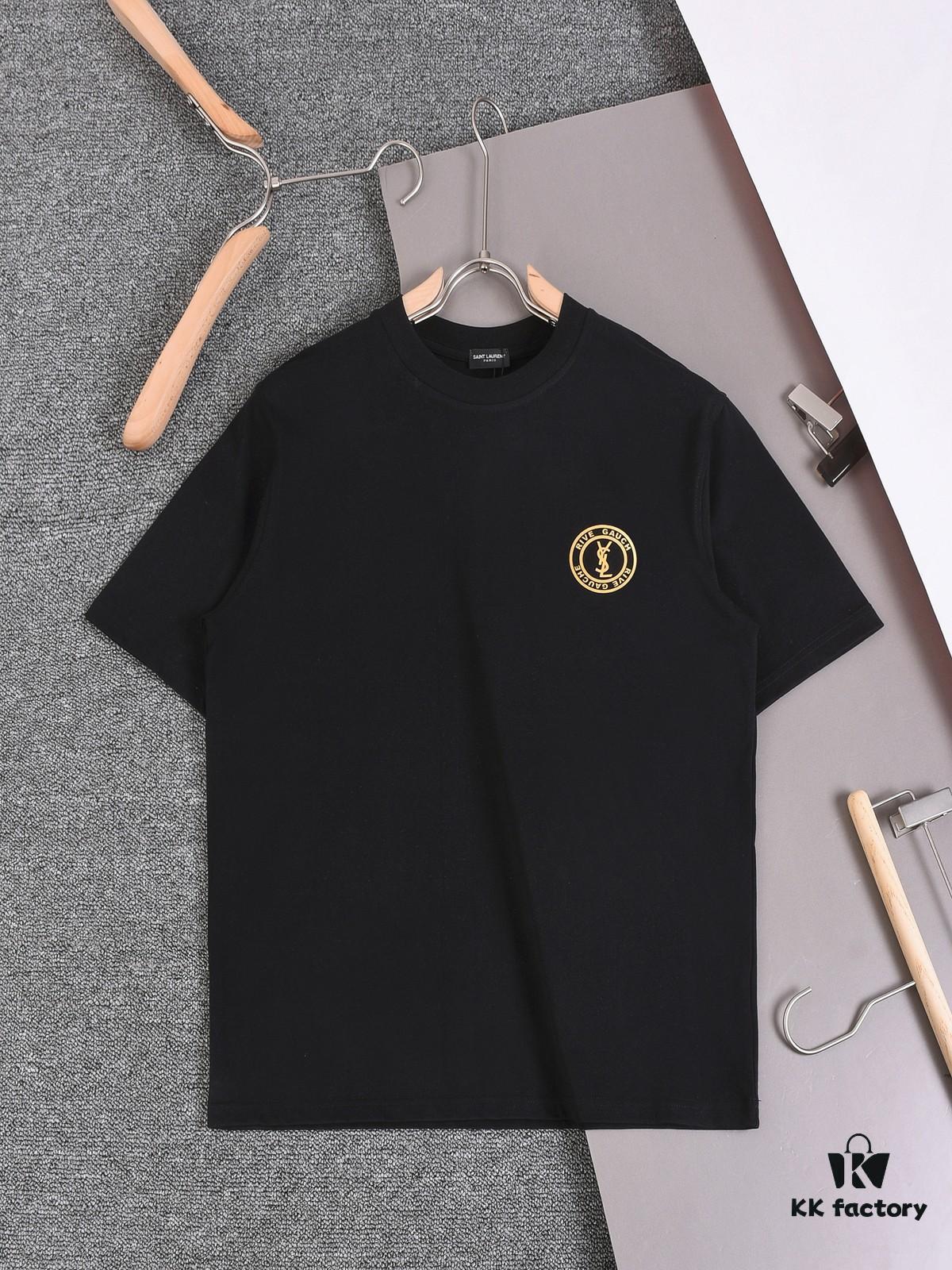 New Arrival 25S Saint Laurent Embossed Logo T-Shirt, Premium Garment-Washed Cotton, Unisex Loose Fit, Soft and Comfortable