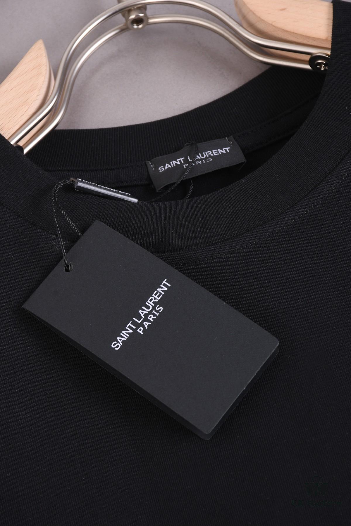 New Arrival 25S Saint Laurent Embossed Logo T-Shirt, Premium Garment-Washed Cotton, Unisex Loose Fit, Soft and Comfortable