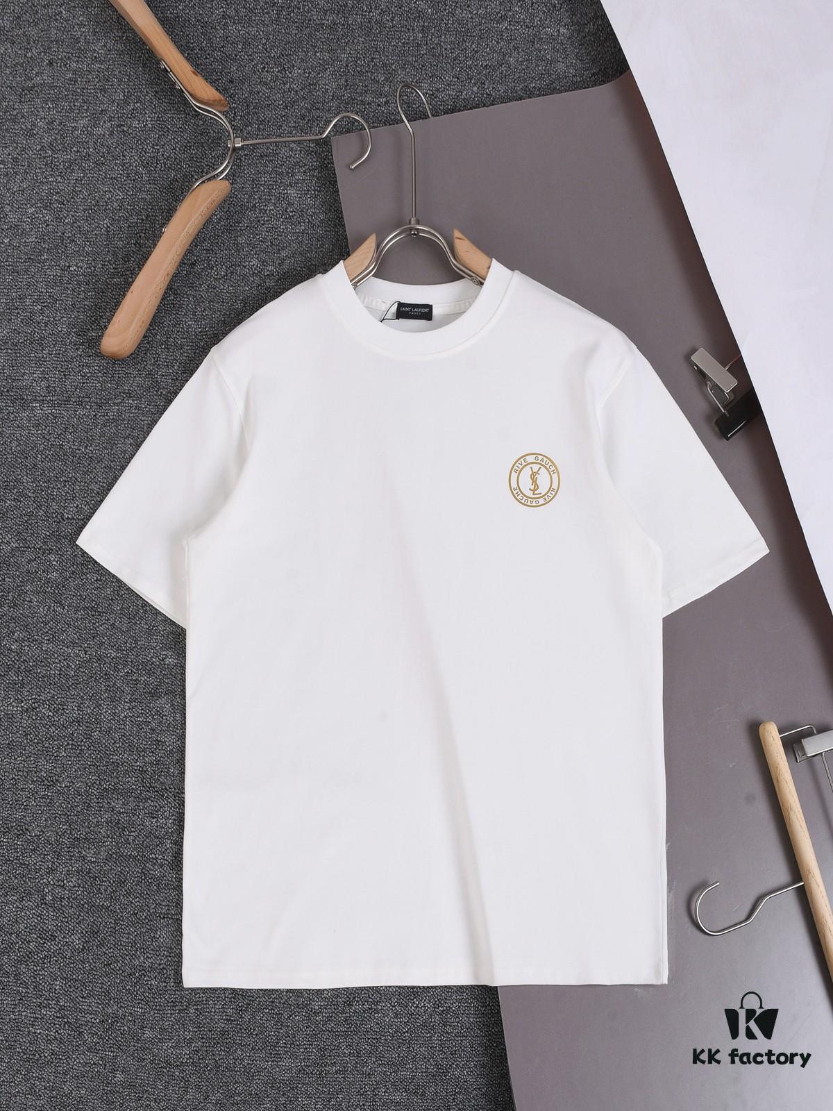 New Arrival 25S Saint Laurent Embossed Logo T-Shirt, Premium Washed Cotton Fabric, Soft and Comfortable Unisex Streetwear