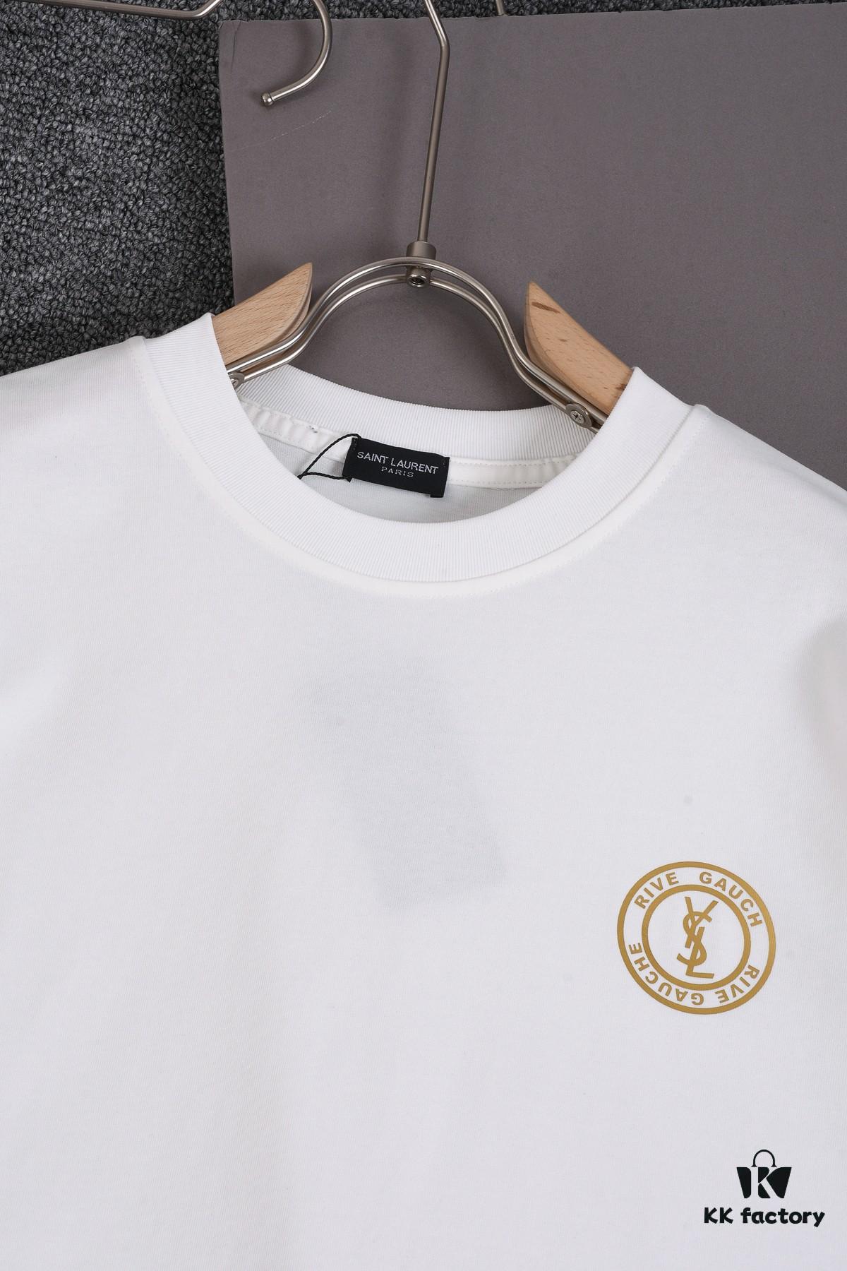 New Arrival 25S Saint Laurent Embossed Logo T-Shirt, Premium Washed Cotton Fabric, Soft and Comfortable Unisex Streetwear