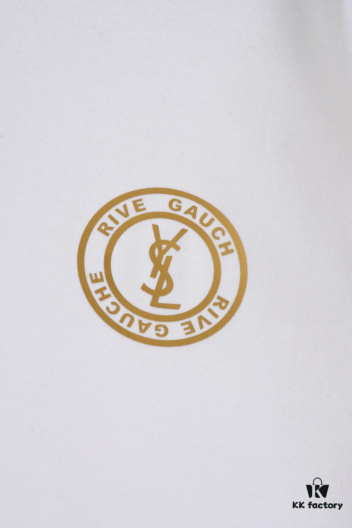 New Arrival 25S Saint Laurent Embossed Logo T-Shirt, Premium Washed Cotton Fabric, Soft and Comfortable Unisex Streetwear