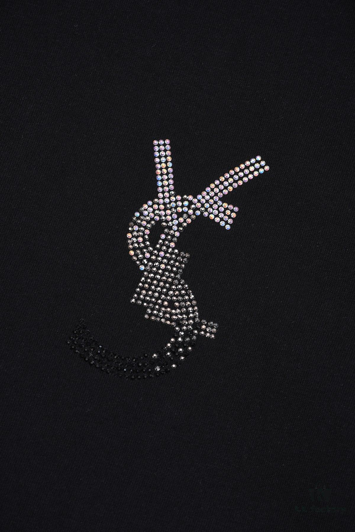New Arrival 25S Saint Laurent Rhinestone T-Shirt, Heavyweight Cotton Washed Fabric, Unisex Loose Fit Fashion Tee