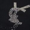 New Arrival 25S Saint Laurent Rhinestone T-Shirt, Heavyweight Cotton Washed Fabric, Unisex Loose Fit Fashion Tee