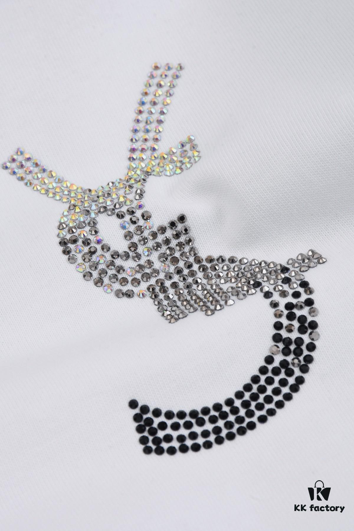 New Arrival 25S Saint Laurent Rhinestone T-Shirt, Heavyweight Washed Cotton Unisex Tee