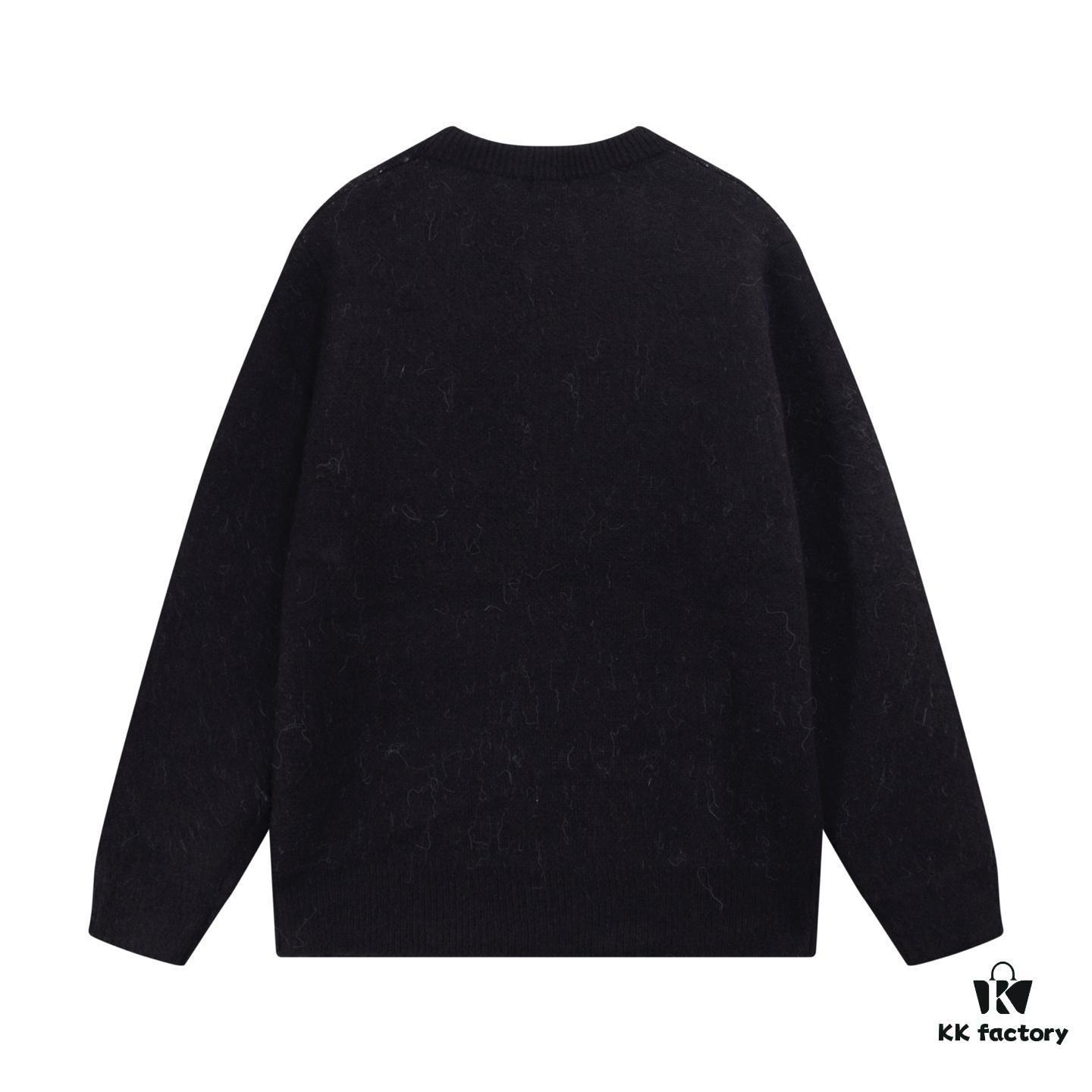 SLY Saint Laurent Script Signature Jacquard Mohair Crew Neck Sweater