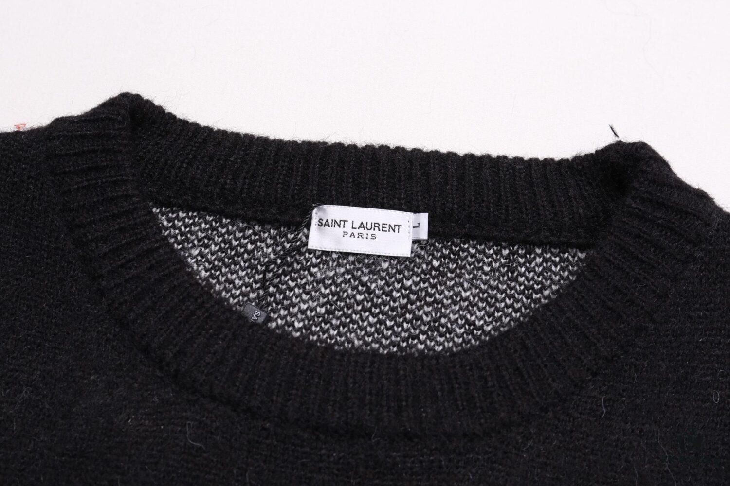 SLY Saint Laurent Script Signature Jacquard Mohair Crew Neck Sweater