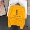 YSL Saint Laurent Autumn-Winter Classic Round-Neck Pullover Wool Sweater, 2025 Latest Design, Proportional Fit, Color-Contrast Logo
