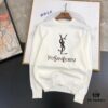 YSL Saint Laurent Autumn-Winter Classic Round-Neck Pullover Wool Sweater, 2025 Latest Design, Proportional Fit, Color-Contrast Logo
