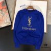 YSL Saint Laurent Autumn-Winter Classic Round-Neck Pullover Wool Sweater, 2025 Latest Design, Proportional Fit, Color-Contrast Logo