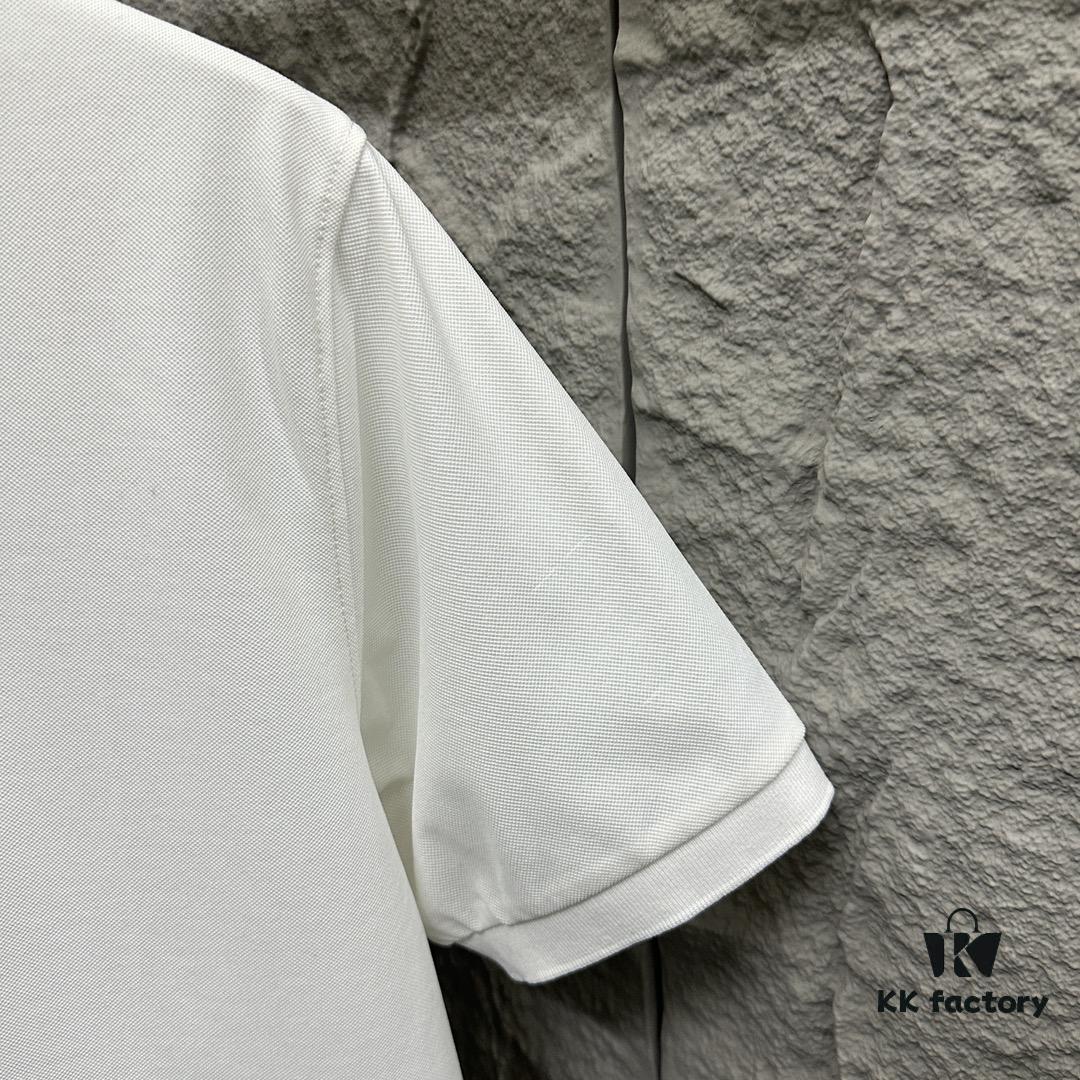 YSL Saint Laurent Short-Sleeve Polo Shirt 2025 Spring/Summer New Arrival Minimalist Letter Embroidery Beaded Fabric Unisex Polo Collar