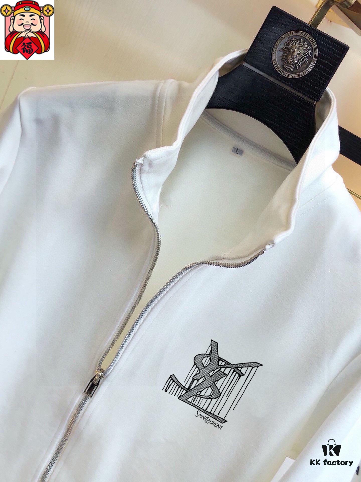 YSL Saint Laurent (Gospel for the Plus-Sized) Hot New 2025 Cardigan Sweatshirt Set – Official Website Original Version, Premium Natural Roman Cotton 100%, Elegant and Comfortable, Authentic Hardware, Retail Sizes M-5XL (Fits up to 220 lbs)