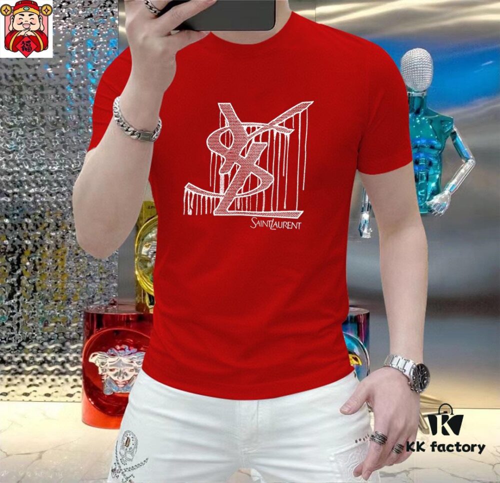 YSL Saint Laurent Men's Casual Short-Sleeve T-Shirt, 2025 Spring/Summer New Arrival, Premium Logo Craftsmanship, High-End Silky Cotton Fabric, Stylish and Versatile Design