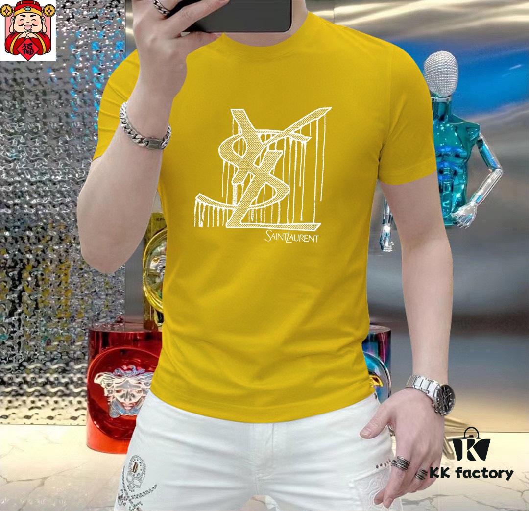 YSL Saint Laurent Men's Casual Short-Sleeve T-Shirt, 2025 Spring/Summer New Arrival, Premium Logo Craftsmanship, High-End Silky Cotton Fabric, Stylish and Versatile Design