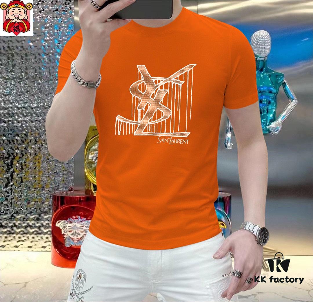 YSL Saint Laurent Men's Casual Short-Sleeve T-Shirt, 2025 Spring/Summer New Arrival, Premium Logo Craftsmanship, High-End Silky Cotton Fabric, Stylish and Versatile Design