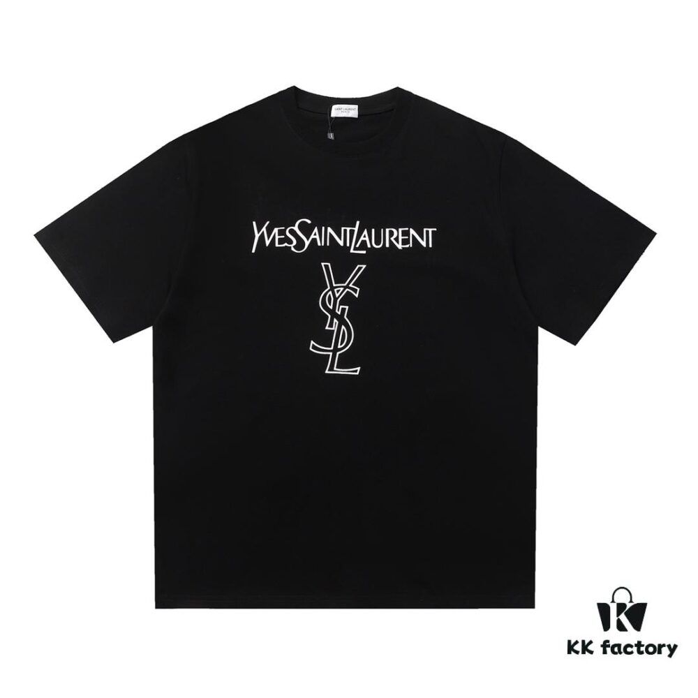 Saint Laurent Paris 23SS Color-Block Letter Short Sleeve T-Shirt