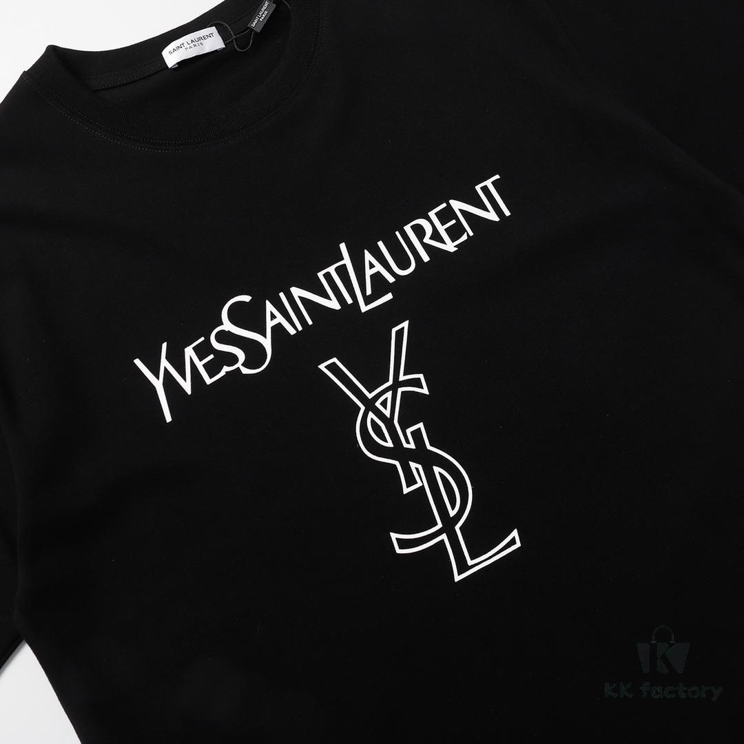 Saint Laurent Paris 23SS Color-Block Letter Short Sleeve T-Shirt