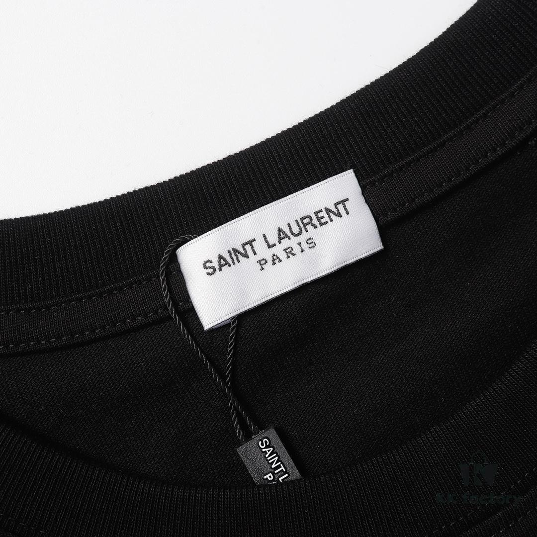 Saint Laurent Paris 23SS Color-Block Letter Short Sleeve T-Shirt